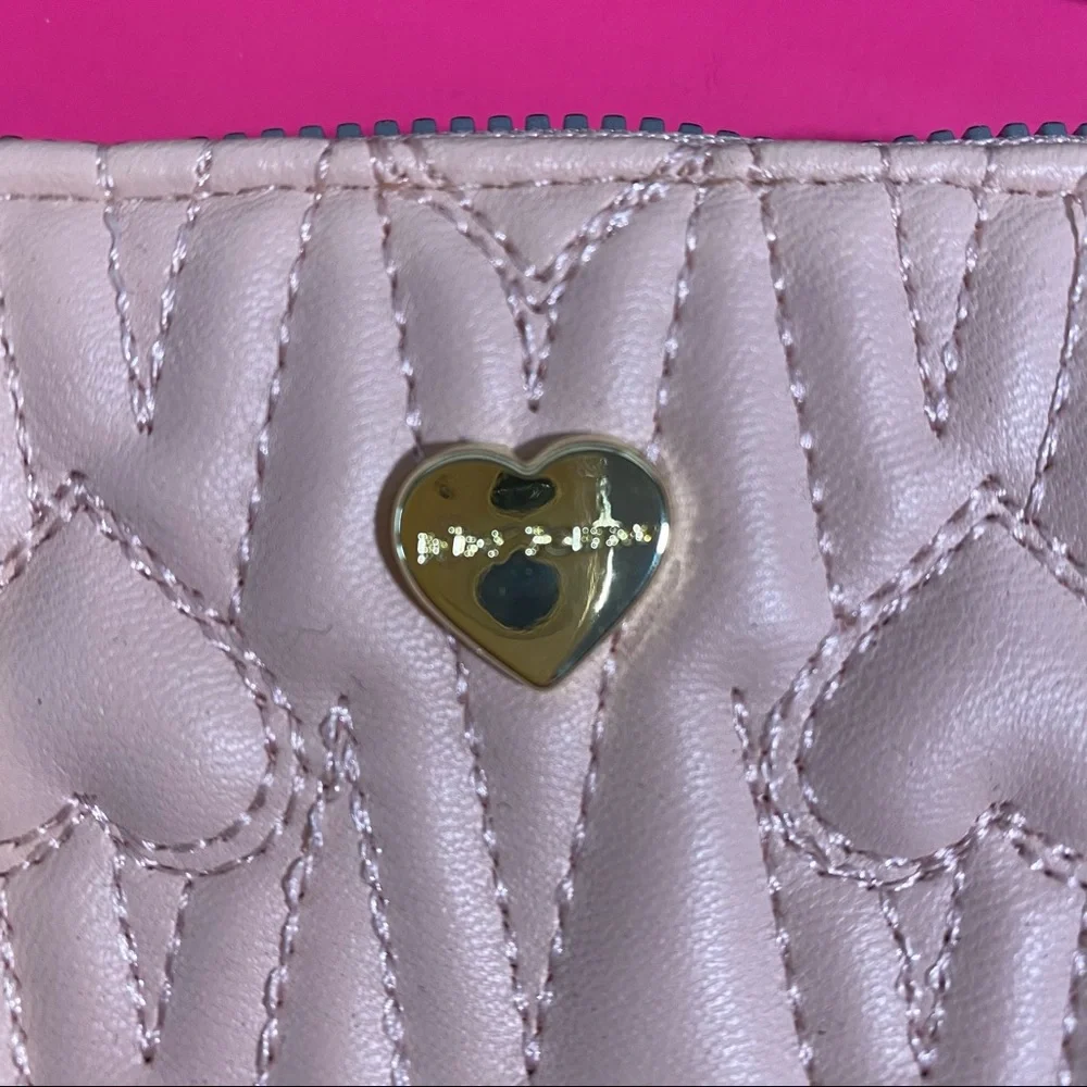 Betsey Johnson Pet Set Pale Pink Heart Crossbody Bag Waste Bag and Dog Collar